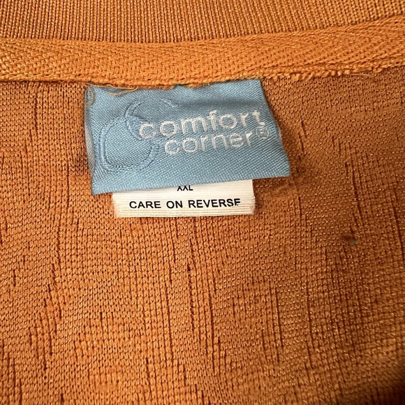 Comfort Corner Sweater Womens XXL Orange Textured Knit Polo Pullover Top - Picture 3 of 8